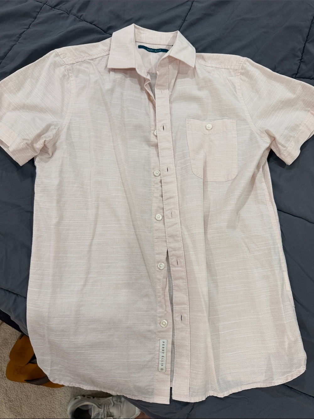 Perry Ellis Pale Pink Short-Sleeve Button-Down Shirt